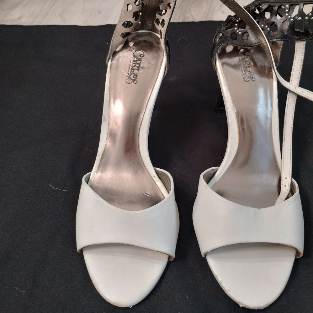 White and black heels